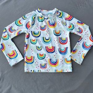 Harper Canyon, Girls Size 3, White &  rainbow print, Swim Top rashguard